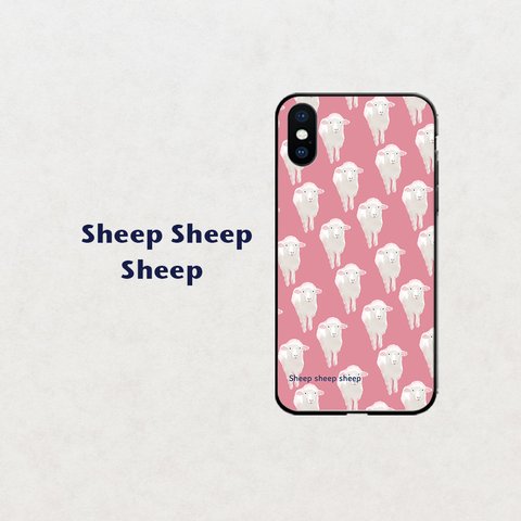 【羊の大群】満たされ桃色　スマホケース　iphone android ほぼ全機種対応