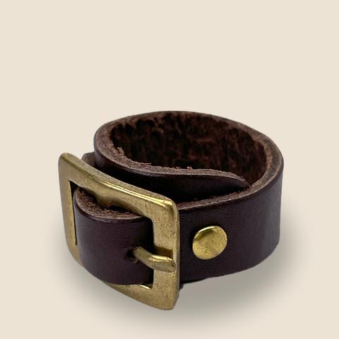 BUCKLE LEATHER RING BLACK/BROWN