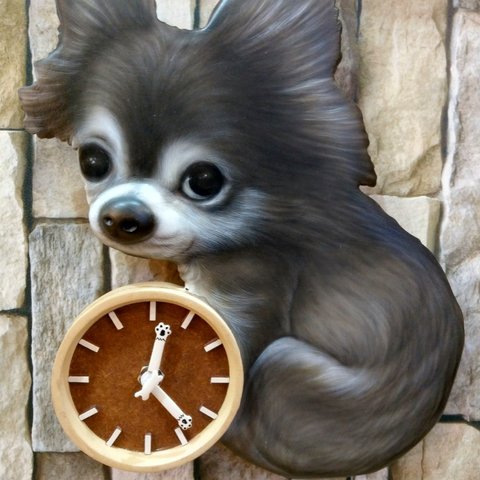 ワンちゃん時計 3D リアル 立体 オーダーペット時計 似顔絵 愛犬 犬グッズ  愛犬 犬グッズ 壁掛時計 かわいい時計 似顔絵時計 立体時計 手作り時計 プレゼント サプライズ