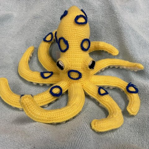 かぎ針編み海洋生物ヒョウモンダコかわいい編みぐるみ　Crochet Sea Creatures Blue ring octopus Amigurumi