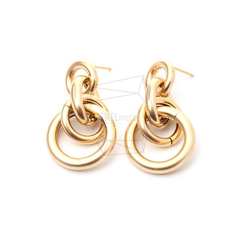 ERG-1038-MG【2個入り】リンクサークルピアス/Linked Circle Earrings Post Earr