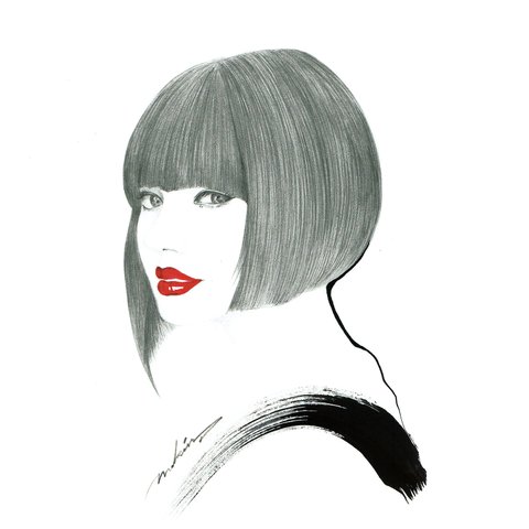 【原画】RED Lips and BLACK DRESS