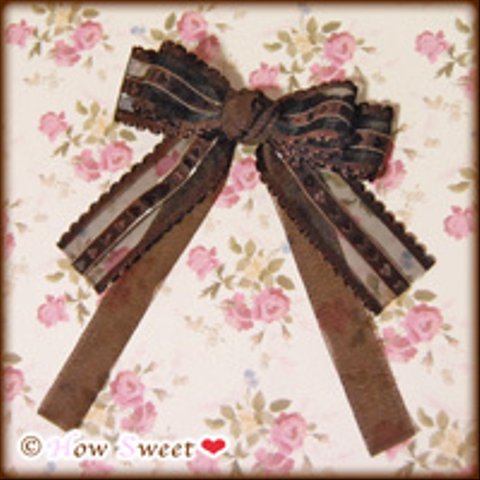 Chocolat Organdie-ribbon_ヘアクリップ