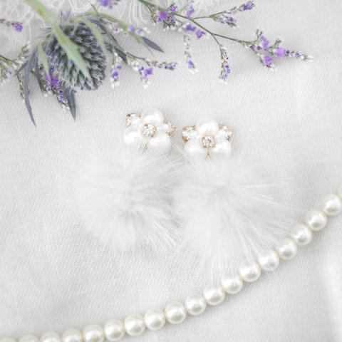 151.セミオーダーOK✦Fur × pearl bijou ピアス✴イヤリング
