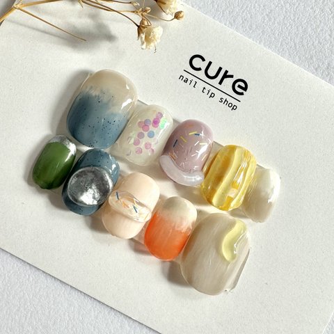  【ベリーショート】ぷっくりネイル　個性派#現品販売