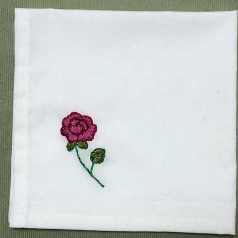 木綿の刺繍ハンカチ☆一輪の花