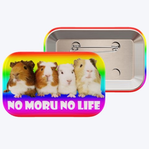 モルモット　バッジ　NO MORU NO LIFE　レインボー