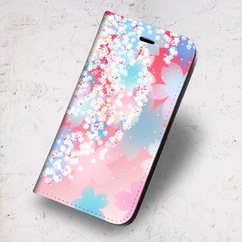 ★iPhone 専用 フラップ無し手帳型ケース  ★桜舞い