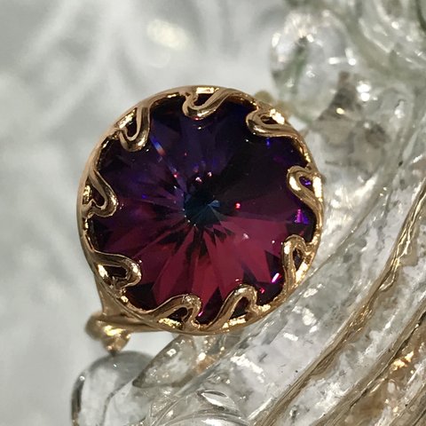 大粒リボリ・・ヴォルケーノ vintage glass ring(７～１７号)