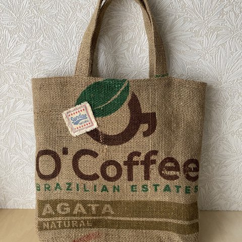 送料無料★コーヒー生豆の麻袋リメイクバック　ブラジルO'coffee 438