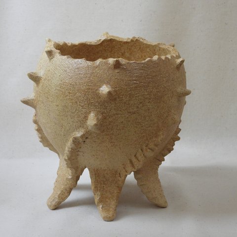 棘棘アースカラー陶製植木鉢