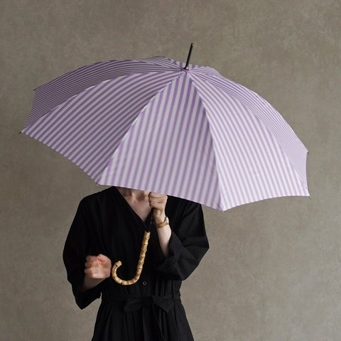 竹の傘 stripe lilac 晴雨兼用 長傘 ALCEDO 161005 日傘 雨傘 ストライプ ライラック