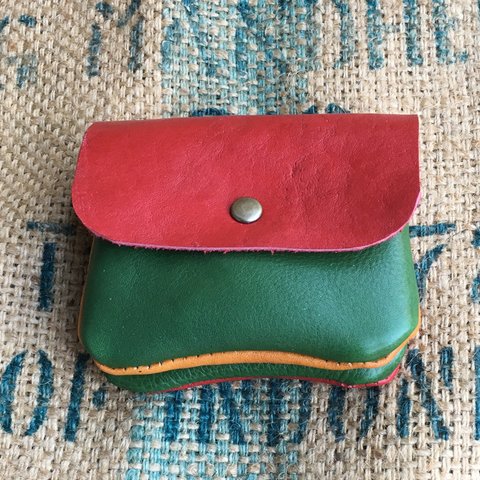 小さな革の財布/可愛いミニ財布/mini-gre-cam-red