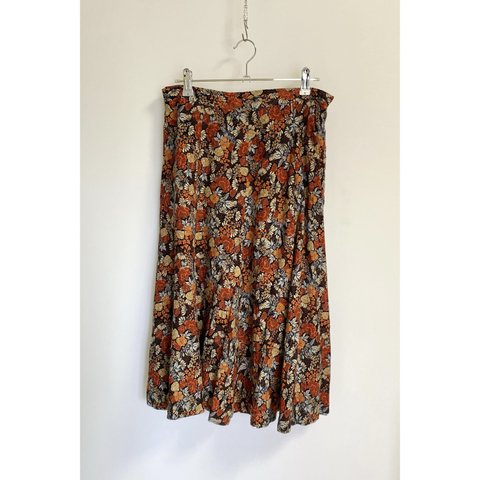 Vintage EURO retro flower pattern long skirt ユーズド ユーロ 古着 花柄 ロング スカート