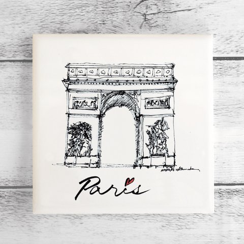 アートタイル PARIS(パリ)  ~旅のスケッチ~ 100×100mm