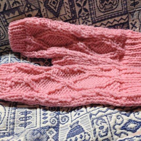 ハンドウォーマー(指なし手袋)模様編み
