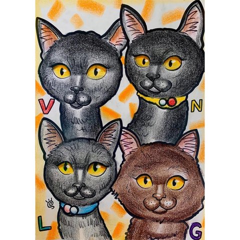 ペット似顔絵オーダー　似顔絵イラスト　ペット似顔絵　ネコ　猫