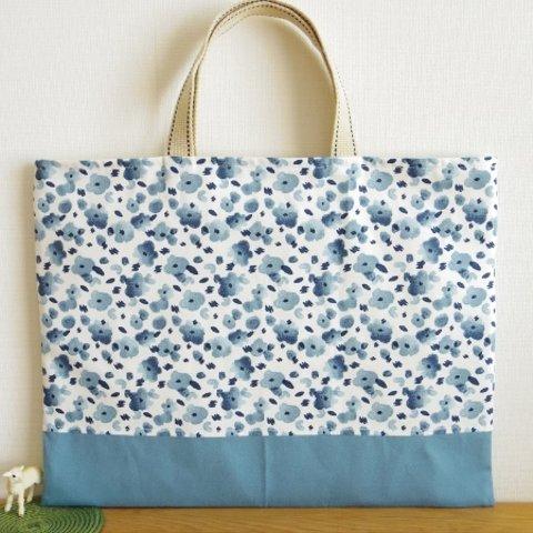 [在庫sale] レッスンバッグ (31×40) ☆ ブルーのお花