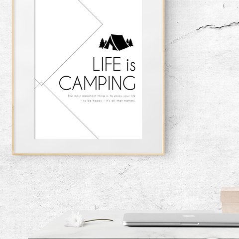 ポスター シンプル 北欧 LIFE is CAMPING