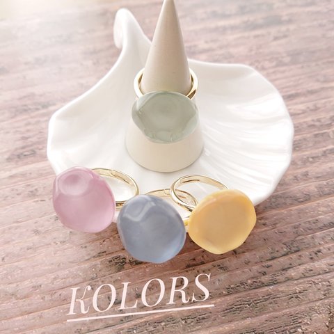 ハンドメイドアクセサリー　ビーズアクセサリー　リング　【海面ビーズリング】+++KOLORS+++