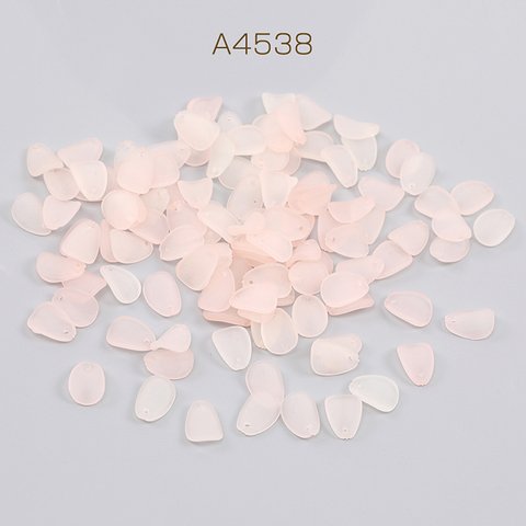 A4538  60個  アクリルチャーム フロスト加工 花びら 1穴 8×11mm ライトオレンジピンク  3X（20ヶ）