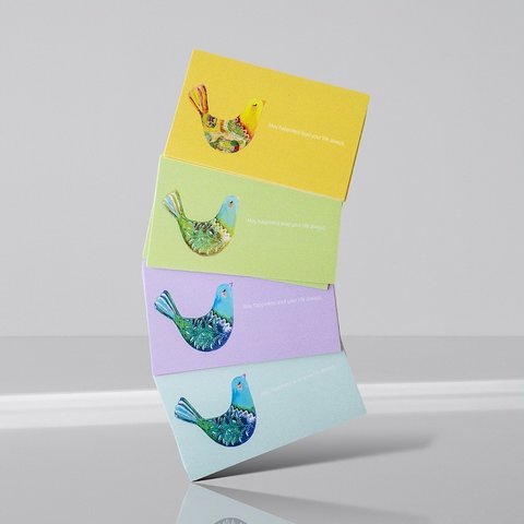 メッセージカード4色セット（幸福鳥4色×各3〜4枚・計15枚）