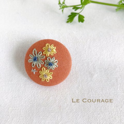 【mini】ノースポールの刺繍ブローチ⑥