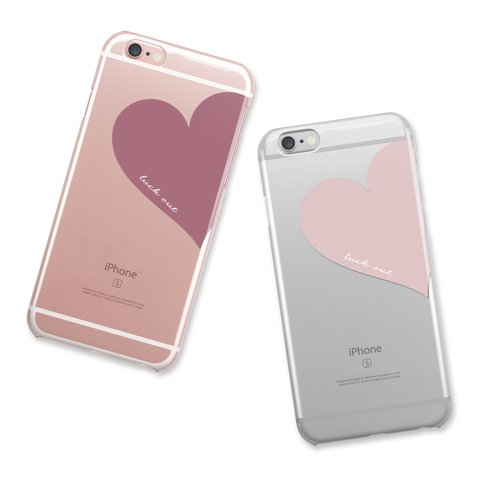 Big Heart♡桜色　名入れ/iPhone11/iPhone12/iPhoneXSMax/iPhone8/iPhoneSE/クリアケース
