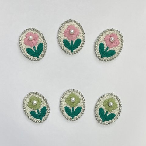 10枚入り パール付き 立体 刺繍 お花 モチーフ ハンドメイド パーツ 素材