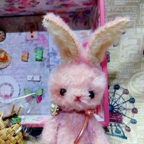 うさぎ ぬいぐるみ テディベアいちごミルク 色 ミニチュア セット