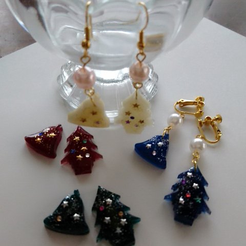 クリスマス  ツリー&ベル    ピアス/イヤリング