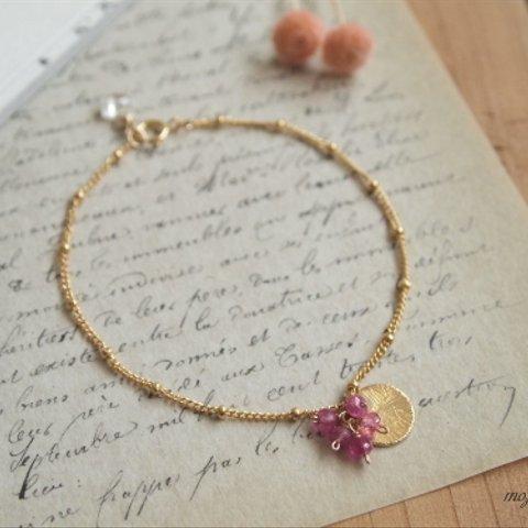 Pink sapphire×Gold plate bracelet