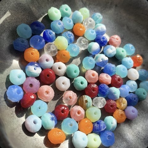 【10コセット】JIRI＊IVANA#czech beads#チェコビーズ　sea glass rondel9✖️6㍉ mixassort