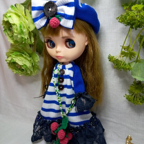 ブライスアウトフィット💙ラズベリーさん💙フリルドレス💙ブライス服💙ブライスドレス💙ハンドメイド💙ネオブライス