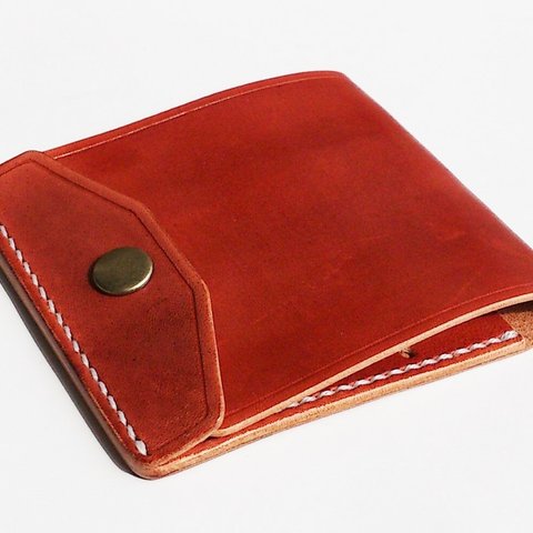【赤茶】薄型シンプル札ばさみ MC-03 マネークリップ　ヌメ革赤茶染め 財布