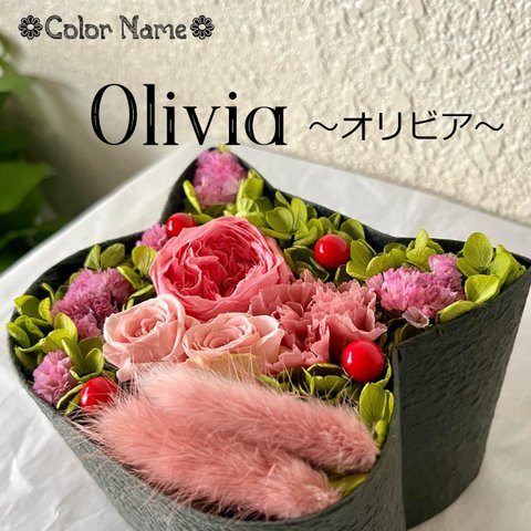 ねこばこ「Olivia～オリビア～」オリジナル猫型フラワーボックス プリザーブドフラワー