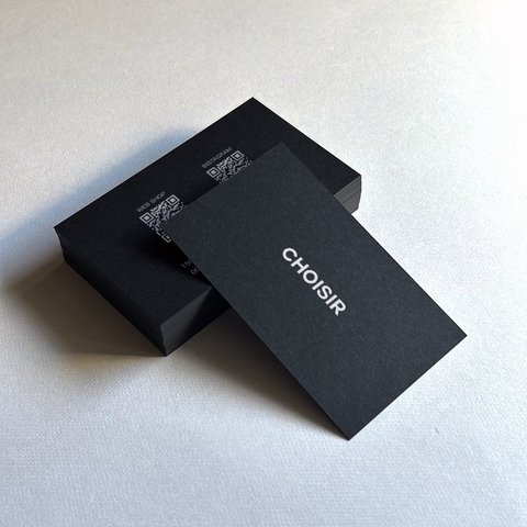 黒紙使用！ おしゃれな白印刷 シンプルモノクロデザイン ショップカード オーダー