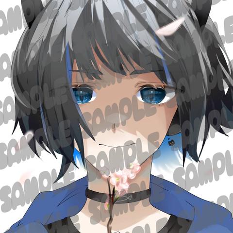 【ポストカード】恋音カレンダー4月分イラスト🐈‍⬛💙