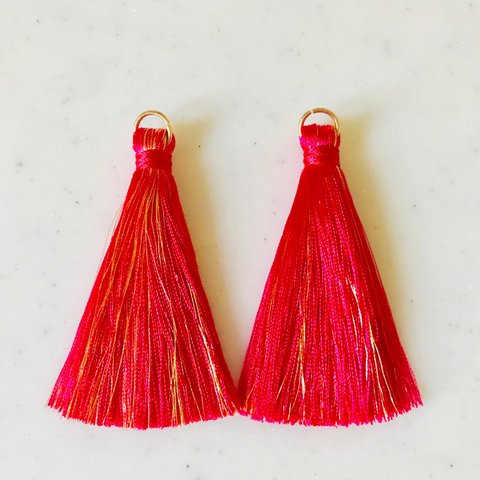 Fuchsia Pink Gold 77mm Long Tassel