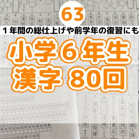 63小学６年生　漢字プリント　ドリル　参考書　教科書　言葉ナビ　国語　練習