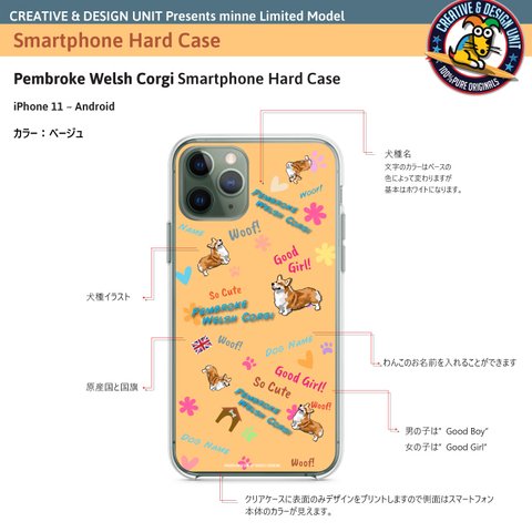 名入れ　ペンブロークウェルシュコーギーA　スマートフォンハードケース