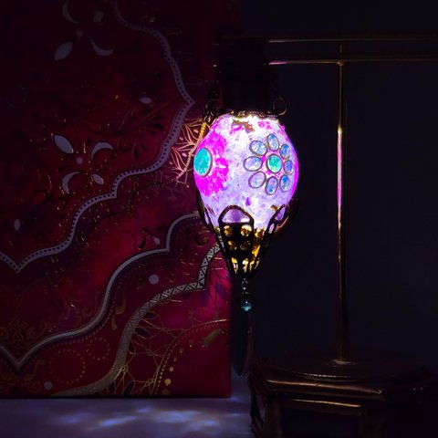🩷💜キーホルダー／🕌アラビアン・スチームパンク⚙️／ トルコ風ランプ：夢(ピンク紫)💜🩷