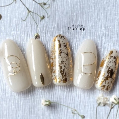 ゴールドのニュアンスnail ワイヤー　ホイル