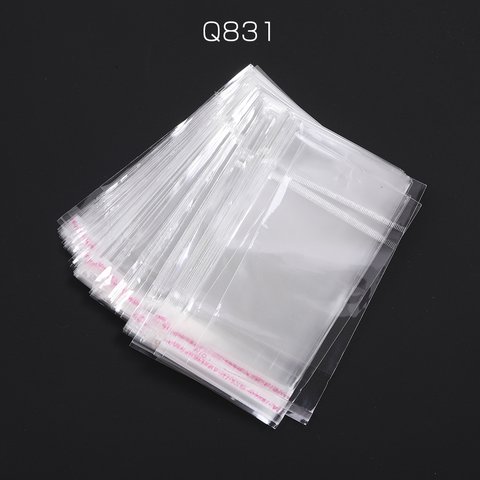 Q831  200枚  OPP袋 透明テープ付き 1穴 8×16.2cm  2X（100枚）