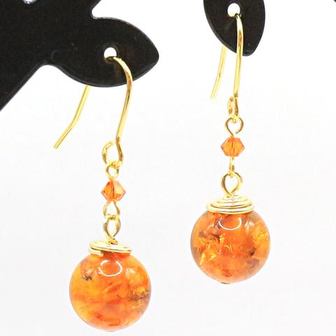 色彩心理ピアス　オレンジ（アンバー-琥珀-）orange25