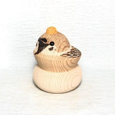 鏡餅福良雀さん（594羽目さん） 木製 すずめ スズメ