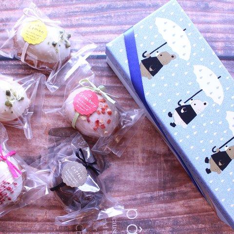 プレゼントに☆数量限定☆クマさんBOX☆季節のケーキ4種類入り☆レモン・いちご・桃・コーヒー