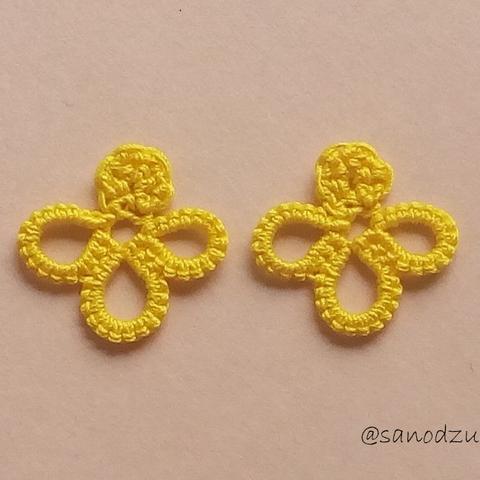 tatting lace ノンホールピアス_yellow