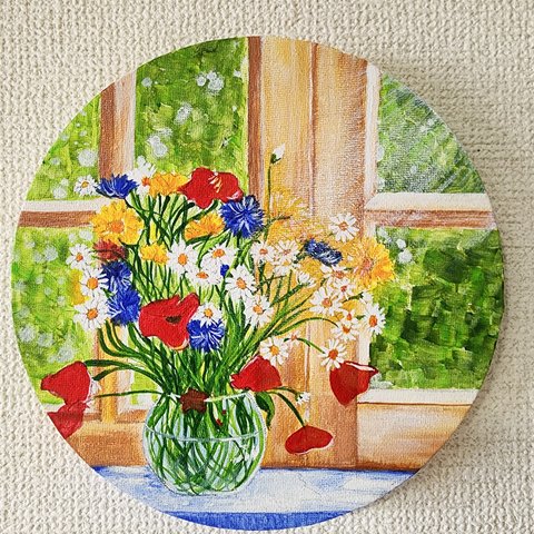 アクリル画　花　絵画　アート　花の絵　イラスト