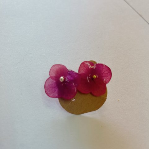 B14-220 シンプル　可愛い　お花　イヤリング　アナベル